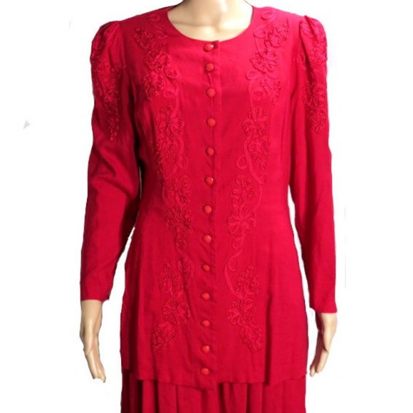 Fancy Red Beaded Dress - Picture 5 of 5